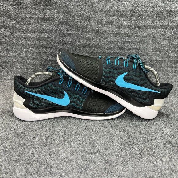 Nike Free 5.0 Running Shoes Men's 13 Black Blue Lagoon Athletic Barefoot Sneaker - Picture 8 of 13